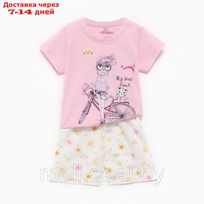 Пижама (футболка/шорты) для девочки, цвет розовый, рост 80см - фото 5 - id-p209813902