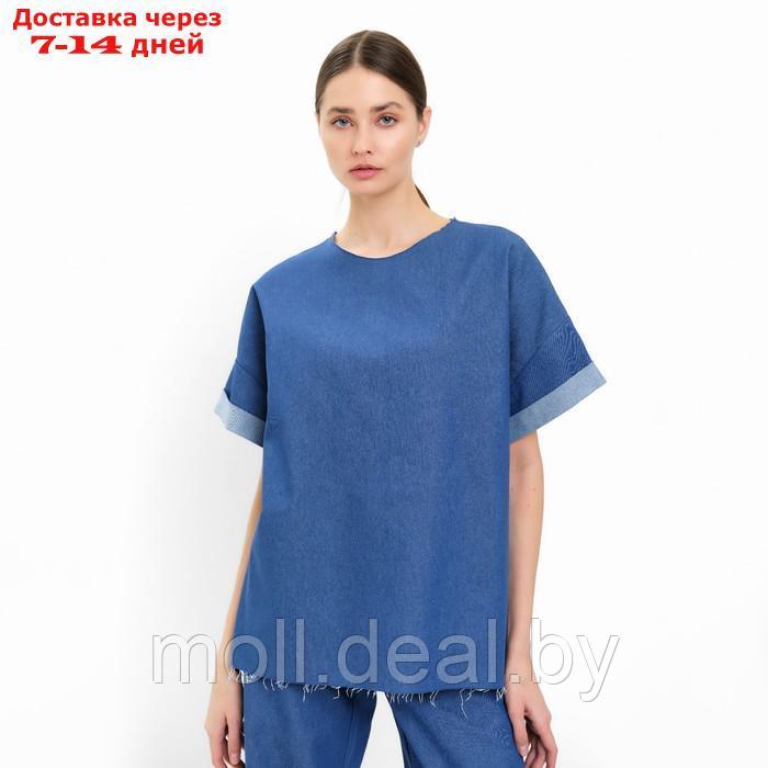 Футболка женская оверсайз MINAKU: Casual Collection цвет электрик, р-р 48 - фото 3 - id-p209757704