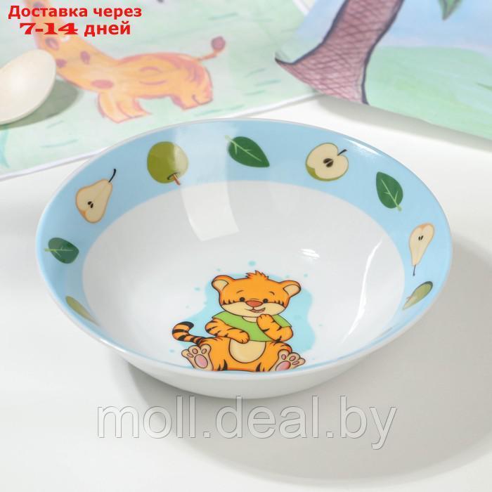 Набор детской посуды Доляна "Тигрёнок с грушами", 3 предмета: кружка 230 мл, миска 400 мл, тарелка d=18 см - фото 5 - id-p209815003