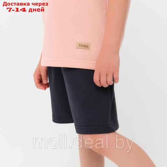 Костюм для мальчика (футболка, шорты) MINAKU цвет бежевый/ графит, рост 98 см - фото 5 - id-p209815950