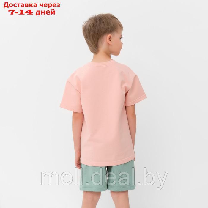 Костюм для мальчика (футболка, шорты) MINAKU цвет бежевый/ олива, рост 98 см - фото 3 - id-p209815952