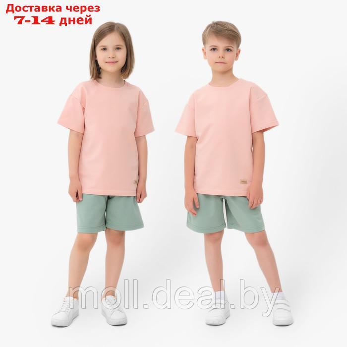 Костюм для мальчика (футболка, шорты) MINAKU цвет бежевый/ олива, рост 128 см - фото 1 - id-p209815953
