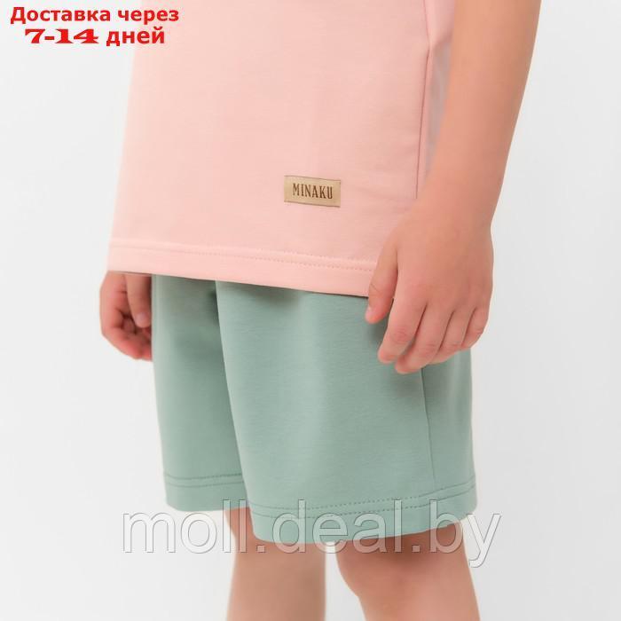 Костюм для мальчика (футболка, шорты) MINAKU цвет бежевый/ олива, рост 128 см - фото 5 - id-p209815953
