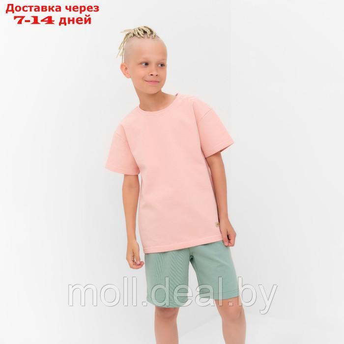 Костюм для мальчика (футболка, шорты) MINAKU цвет бежевый/ олива, рост 146 см - фото 4 - id-p209816014