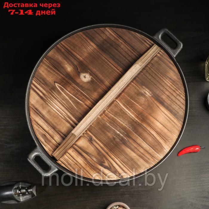 Сковорода-ВОК чугунная Magma "Хемминг", 37×9,5 см, с деревянной крышкой - фото 3 - id-p209818028