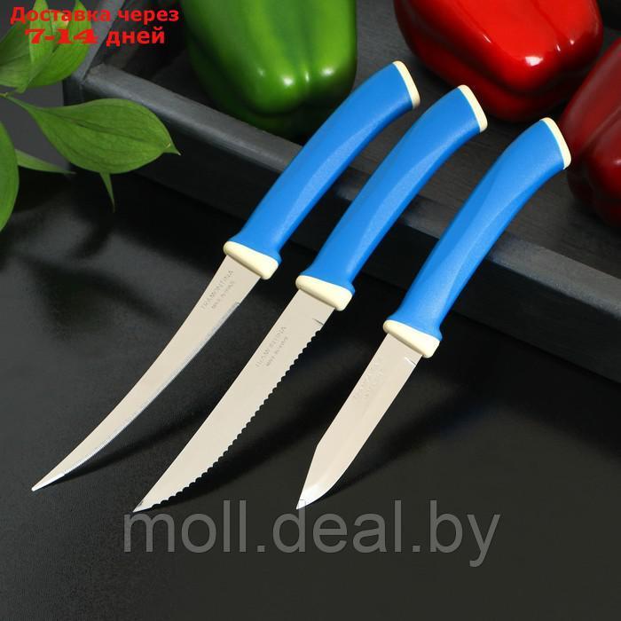 Набор кухонных ножей "TRAMONTINA Felice", 3 предмета, цвет синий - фото 1 - id-p209818029