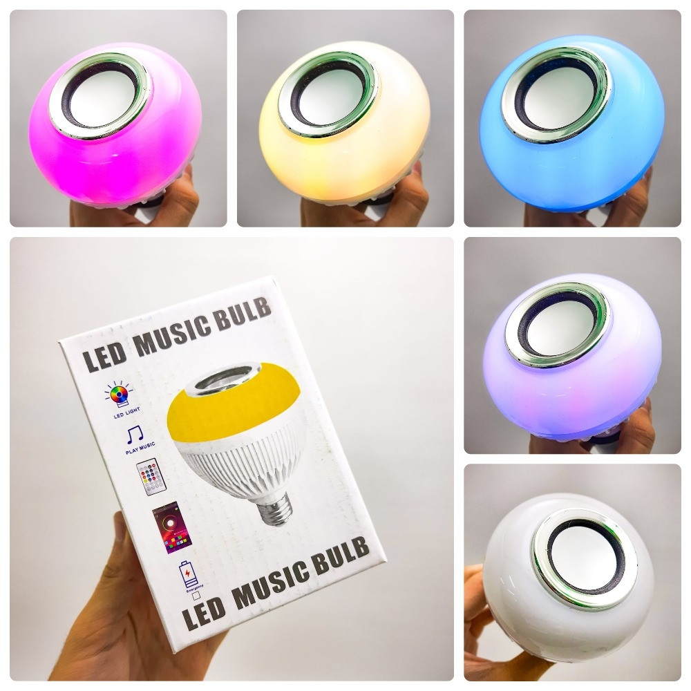 Музыкальная мульти RGB лампа колонка Led Music Bulb с пультом управления / Умная Bluetooth лампочка 16 цветовы - фото 3 - id-p109786721