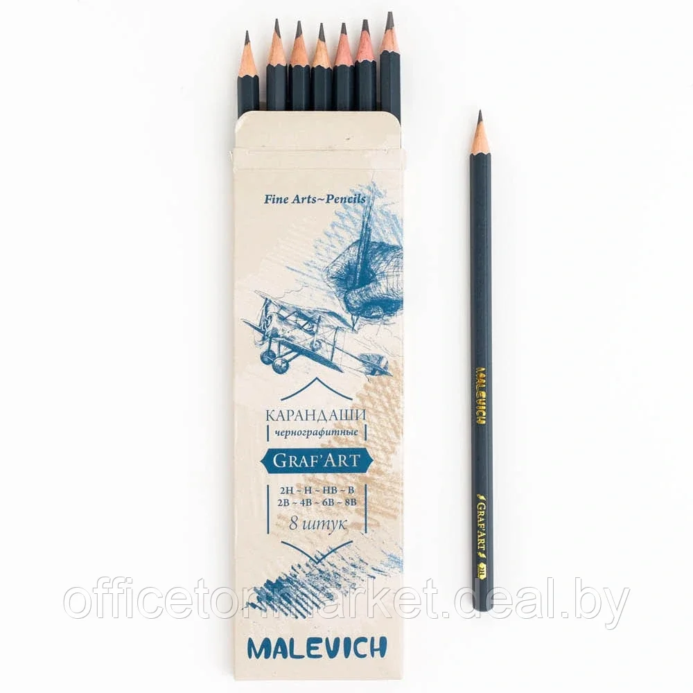 Набор чернографитных карандашей Малевичъ "Graf'Art", 8 шт. - фото 3 - id-p201171342