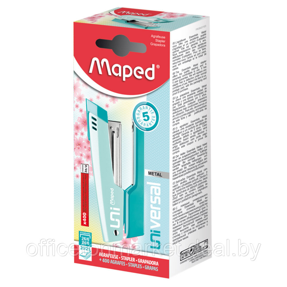 Скобосшиватель Maped "Universal Pastel" + скоба, 20-25 листов, мятный - фото 3 - id-p209670310