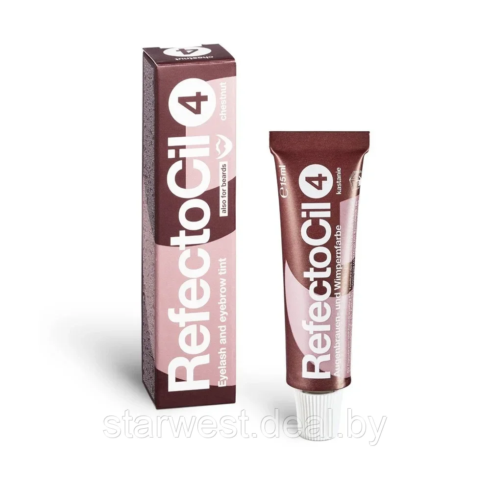 Refectocil Eyelash and Eyebrow Dye #4 Каштан / Chestnut 15 мл Краска для бровей и ресниц - фото 2 - id-p209901563