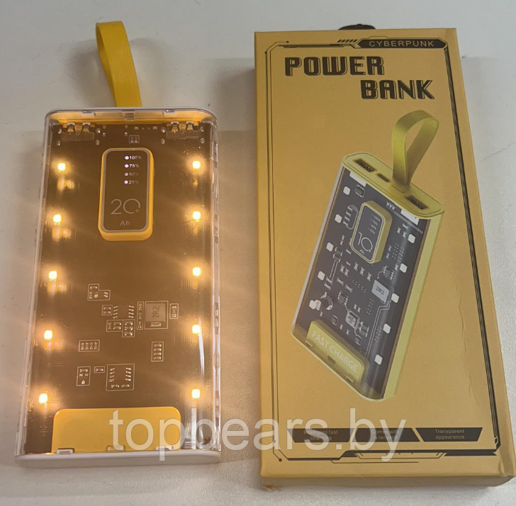 Портативное зарядное устройство Power Bank 10000mAh CYBERPUNK Style с индикатором батареи Желтый - фото 10 - id-p209905526