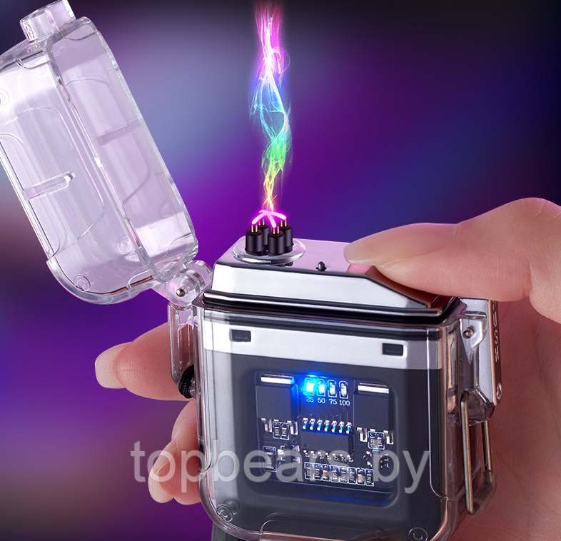 Электронная водонепроницаемая пьезо зажигалка - фонарик с USB зарядкой LIGHTER Оранжевая - фото 6 - id-p209905531