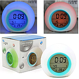 Часы - будильник с подсветкой Color ChangeGlowing LED (время, календарь, будильник, термометр) Зеленый, фото 2