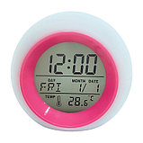 Часы - будильник с подсветкой Color ChangeGlowing LED (время, календарь, будильник, термометр) Розовый, фото 4
