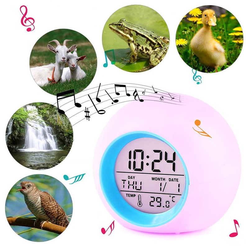 Часы - будильник с подсветкой Color ChangeGlowing LED (время, календарь, будильник, термометр) Розовый - фото 7 - id-p209905747