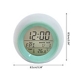 Часы - будильник с подсветкой Color ChangeGlowing LED (время, календарь, будильник, термометр) Голубой, фото 5