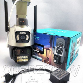 Уличная камера видео наблюдения Wi FI 4G/Dual lens 8х-ZOOM (датчик движения, режимы день/ночь, удаленное - фото 1 - id-p209905643