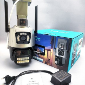 Уличная камера видео наблюдения Wi FI 4G/Dual lens 8х-ZOOM (датчик движения, режимы день/ночь, удаленное - фото 1 - id-p209905760