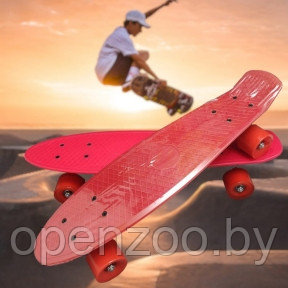 Скейтборд Пенни Борд (Penny Board) однотонный, матовые колеса 2 дюйма (цвет микс), до 60 кг. Красный - фото 1 - id-p148110550