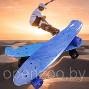 Скейтборд Пенни Борд (Penny Board) однотонный, матовые колеса 2 дюйма (цвет микс), до 60 кг. Голубой - фото 1 - id-p148110553