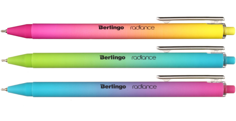 Ручка шариковая автоматическая Berlingo Radiance корпус ассорти, стержень синий (в пакете с европодвесом) - фото 1 - id-p209909506