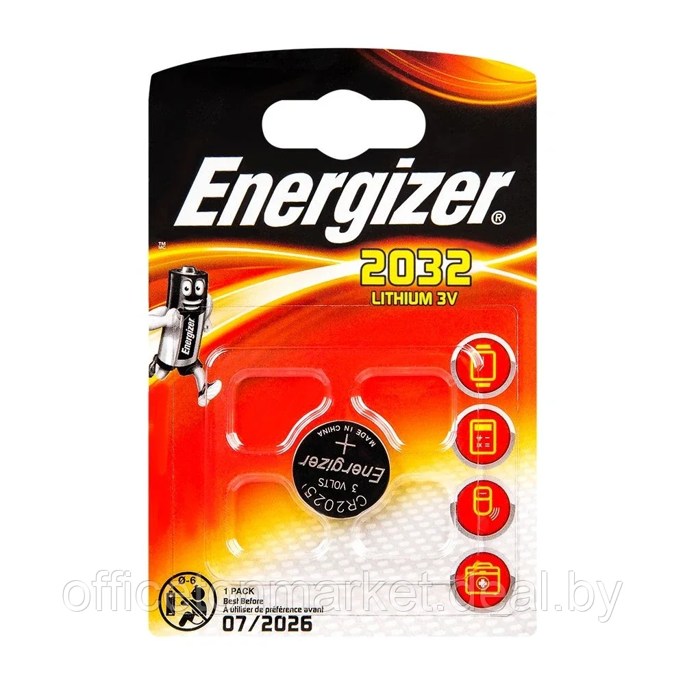 Батарейка литиевая дисковая Energizer "CR2032", 1 шт. - фото 1 - id-p137118184