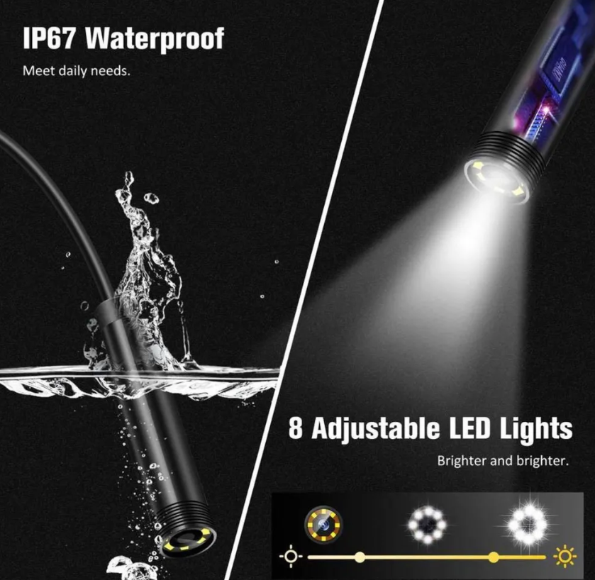 Промышленный видео-эндоскоп с камерой 8 мм, длиной 2 м. M-40/экран 4,3"дюйма/HD1080P/водонепроницаемый IP67/26 - фото 3 - id-p209920473