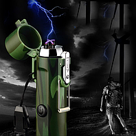 Походная электронная водонепроницаемая дуговая зажигалка - фонарик с USB зарядкой LIGHTER (3 режима