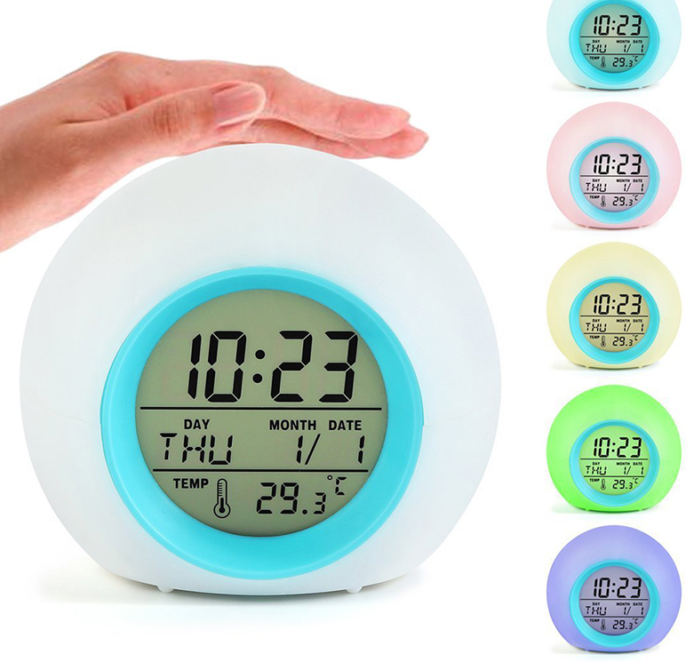 Часы - будильник с подсветкой Color Change Glowing LED (время, календарь, будильник, термометр) - фото 7 - id-p209923413
