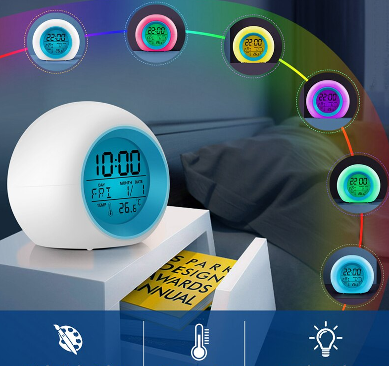Часы - будильник с подсветкой Color Change Glowing LED (время, календарь, будильник, термометр) - фото 2 - id-p209923413