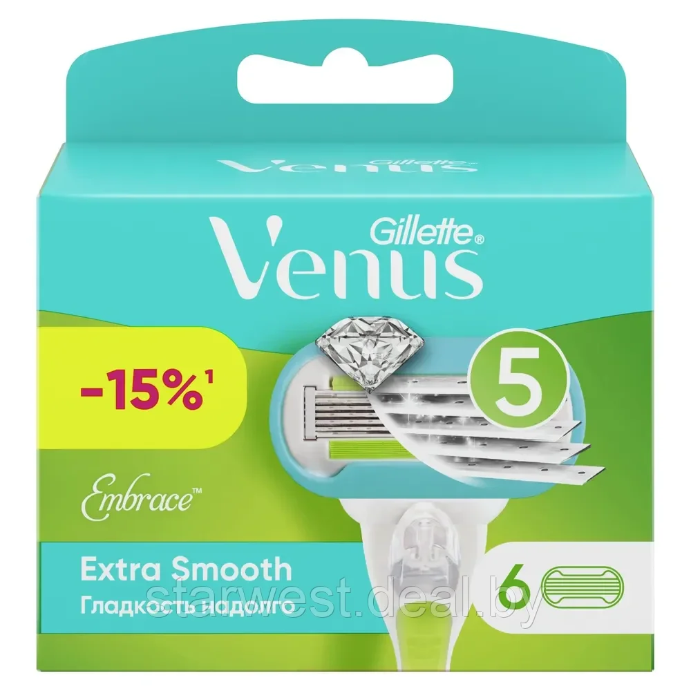 Gillette Venus Embrace Extra Smooth 6 шт. Женские сменные кассеты / лезвия для бритья - фото 1 - id-p209924876