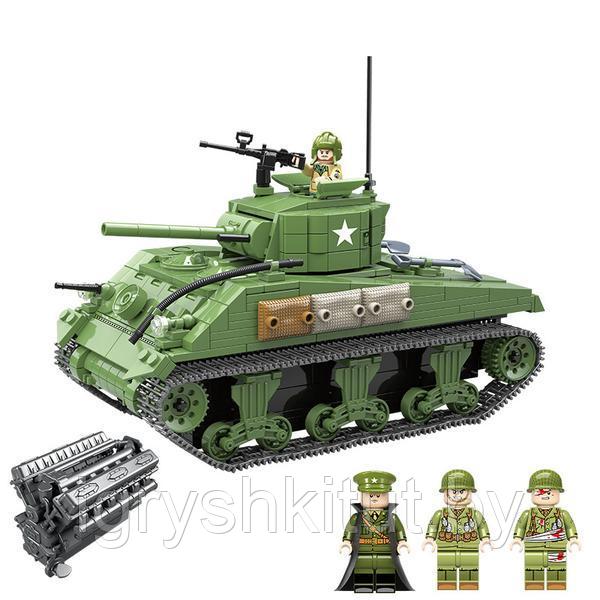Конструктор Quanguan "Танк Шерман M4A1", 726 деталей - фото 1 - id-p209925564