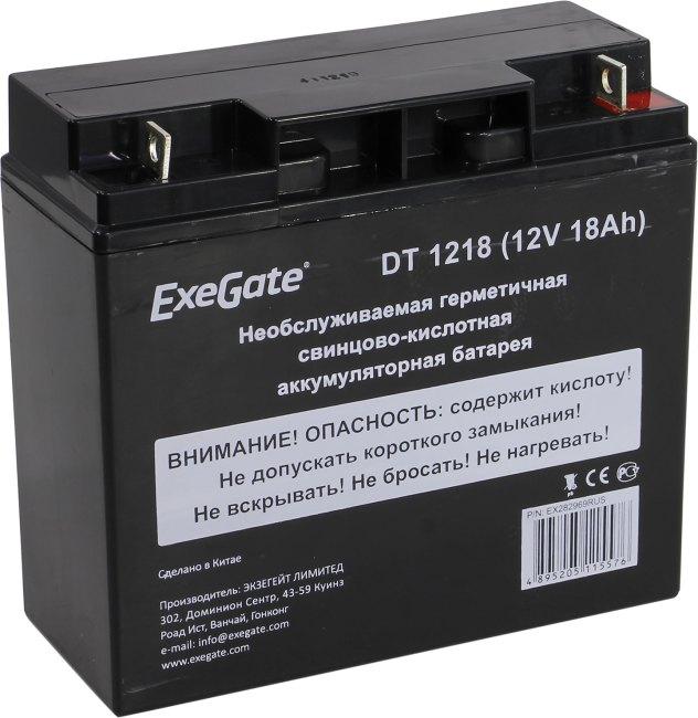 Аккумулятор Exegate DT 1218 (12V, 18Ah) для слаботочных систем EX282969RUS