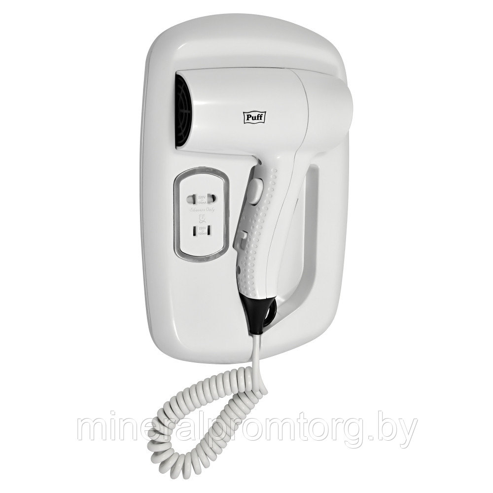 Фен для волос настенный Puff-1203B с доп. розеткой
