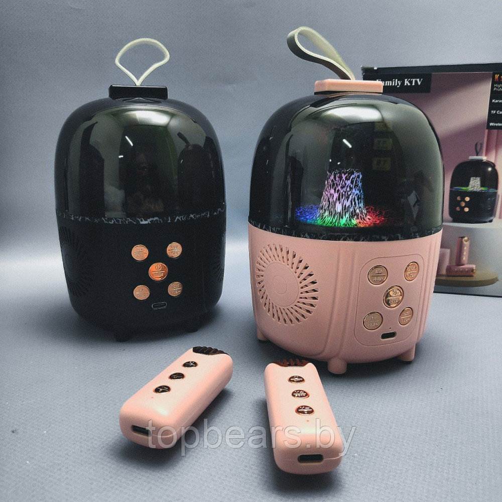 Беспроводная караоке система с двумя микрофонами Family KTV Q-3 с подсветкой Розовый - фото 7 - id-p209927302