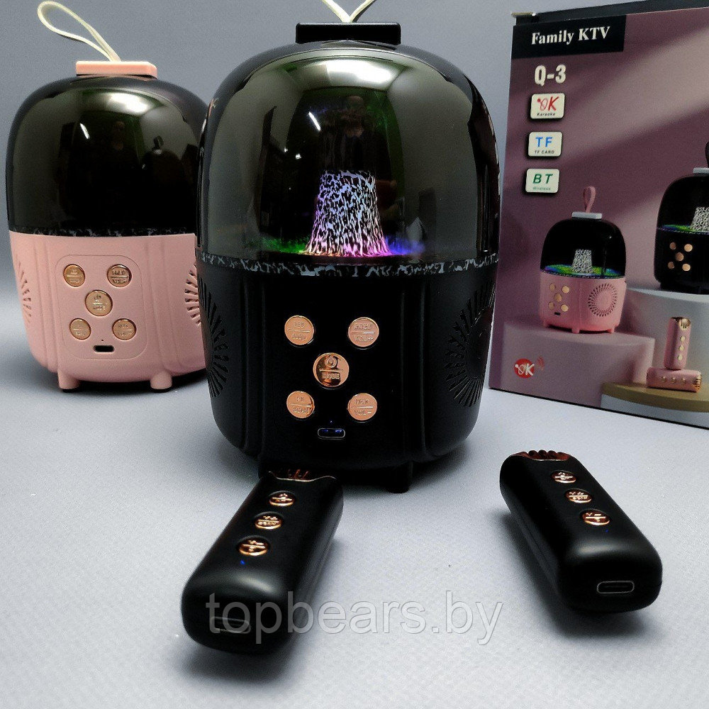 Беспроводная караоке система с двумя микрофонами Family KTV Q-3 с подсветкой Розовый - фото 8 - id-p209927302