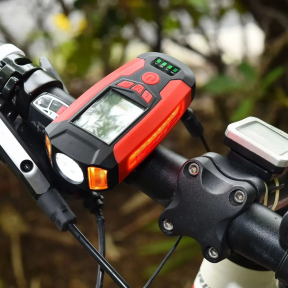 Умный велосипедный фонарь Bicycle Lamp Function King AS0808 (фара, сигнал, сигнализация, спидометр, дистанция, фото 1