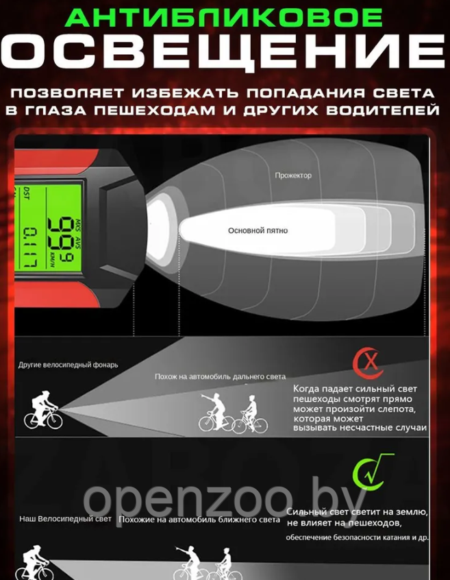 Умный велосипедный фонарь Bicycle Lamp Function King AS0808 (фара, сигнал, сигнализация, спидометр, дистанция - фото 6 - id-p209927299
