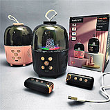 Беспроводная караоке система с двумя микрофонами  Family KTV Q-3 с подсветкой Розовый, фото 6