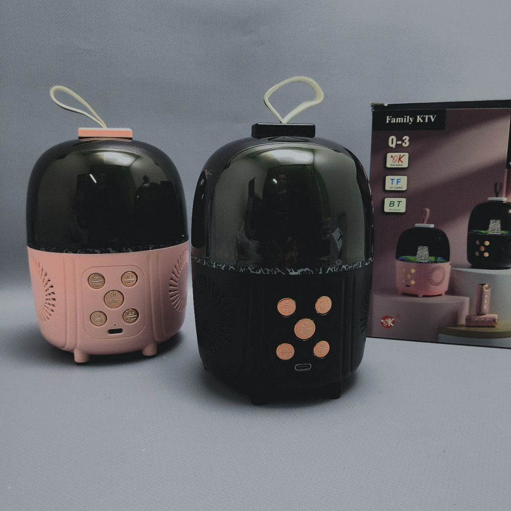 Беспроводная караоке система с двумя микрофонами Family KTV Q-3 с подсветкой Розовый - фото 10 - id-p209927666