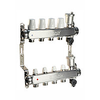 Коллектор на 3 выхода VALFEX регулирующими и балансировочными клапанами и дренажными кранами
