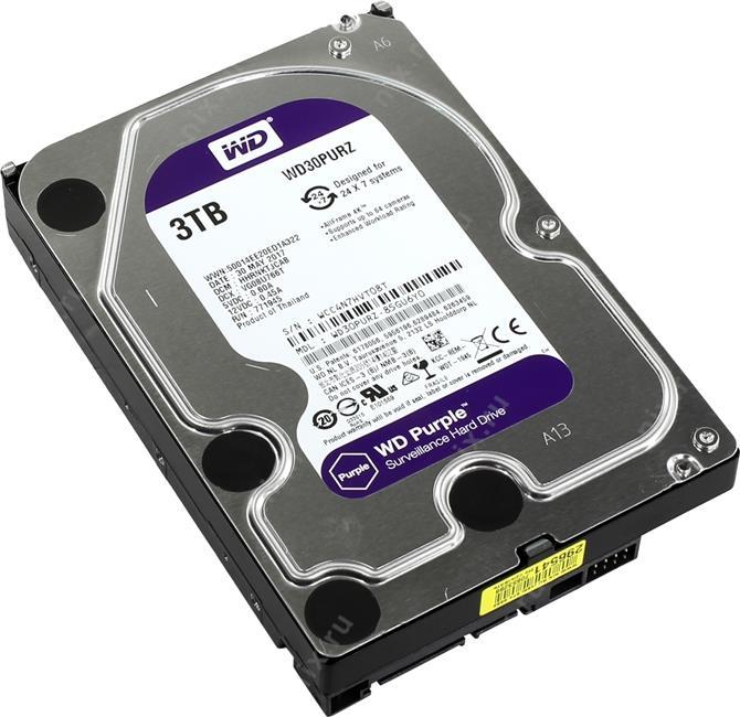 HDD 3 Tb SATA 6Gb/s Western Digital Purple WD30PURZ 3.5" 5400rpm 64Mb