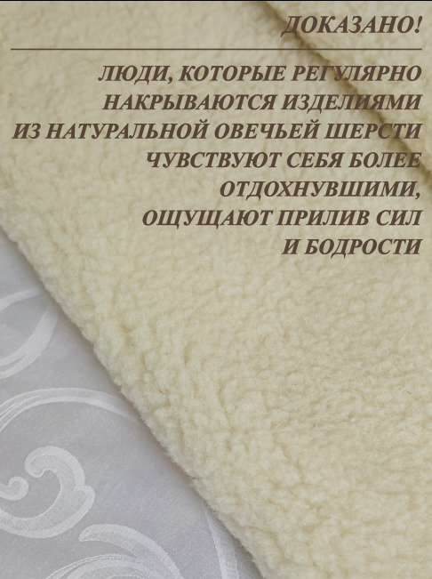 Одеяло из натуральной овечьей шерсти LANATEX с открытым ворсом одностороннее 170х205см - фото 4 - id-p209998393