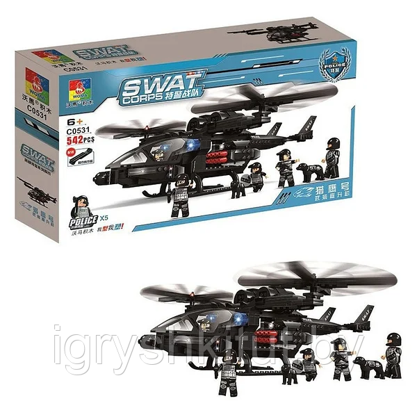 Конструктор Swat "Спецназ: Вертолет", 542 детали - фото 1 - id-p210010038
