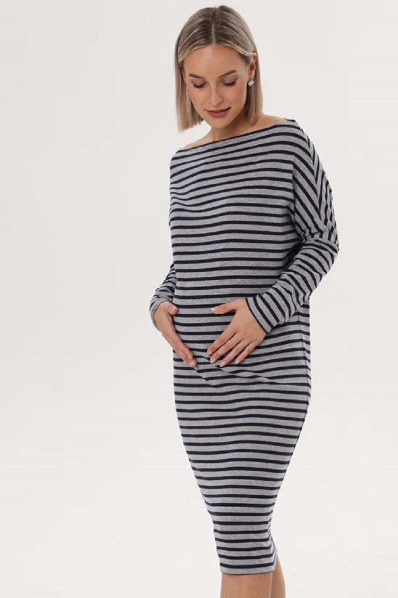 2-НМ 66904 Платье для беременных серый меланж/синий, фото 1
