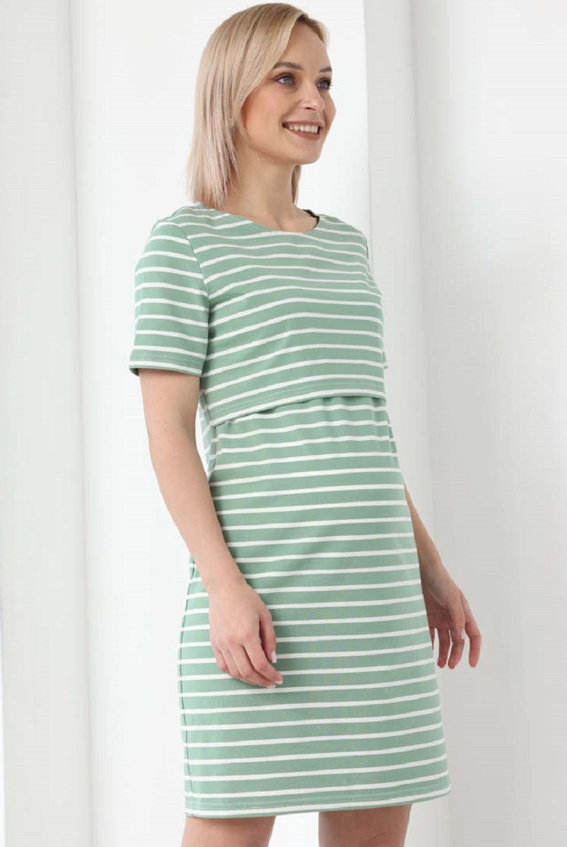 3-НМ 68602 Платье для беременных и кормящих оливковый/молочный - фото 4 - id-p209645005