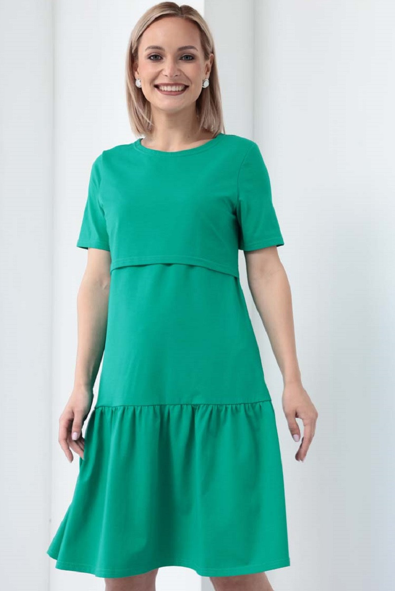 3-НМ 68802 Платье для беременных и кормящих зеленый
