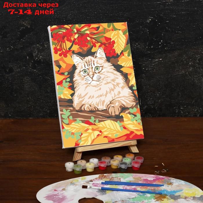 Картина по номерам на холсте с подрамником "Кот в осеннем лесу", 30х20 см - фото 2 - id-p209933322