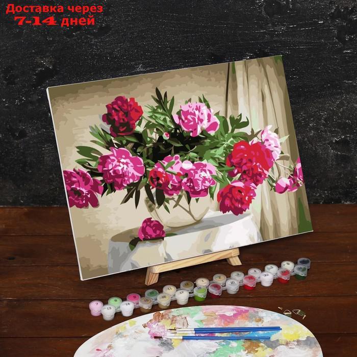 Картина по номерам на холсте с подрамником "Букет в стеклянной вазе", 40х30 см - фото 2 - id-p209933326