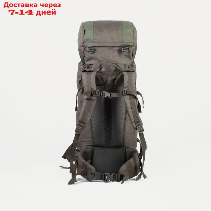 Рюкзак туристический, 60 л, отдел на шнурке, наружный карман, 2 боковые сетки, цвет оливковый - фото 2 - id-p209933360